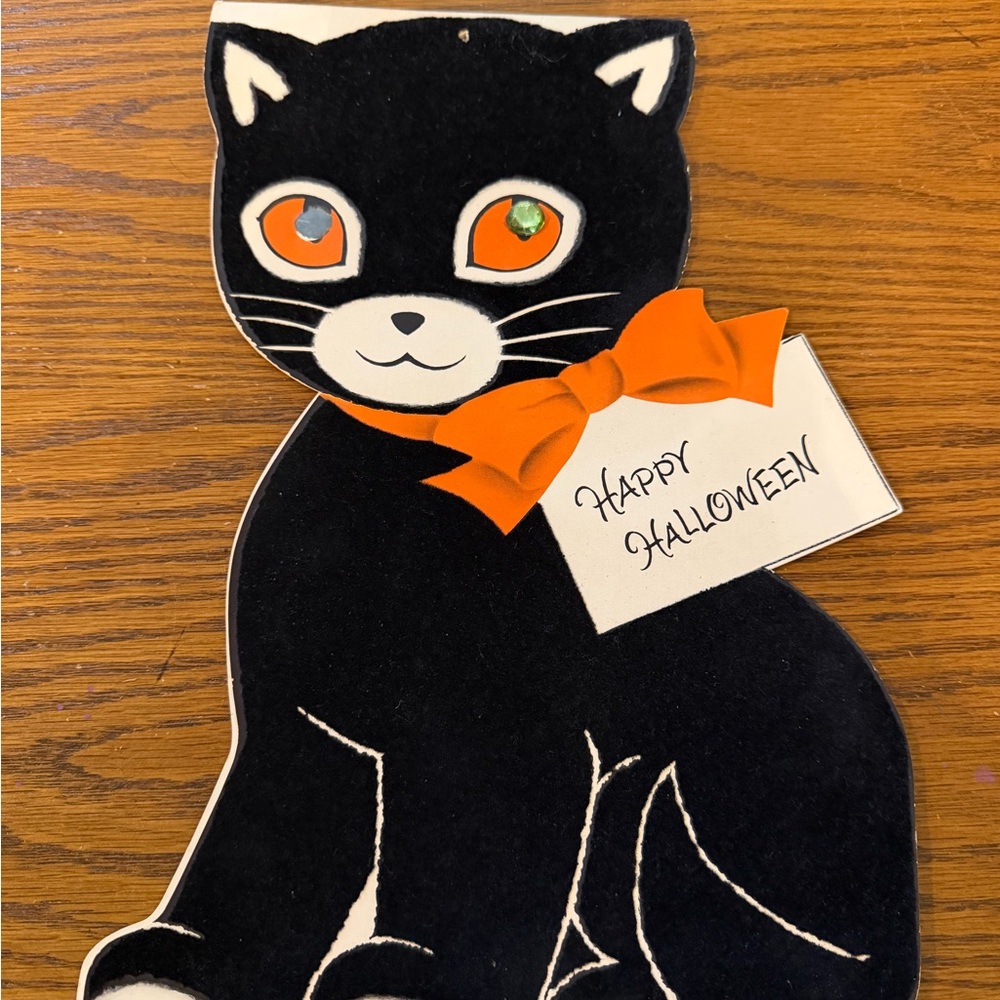 Norcross Halloween Cat Vintage card/ Decoration